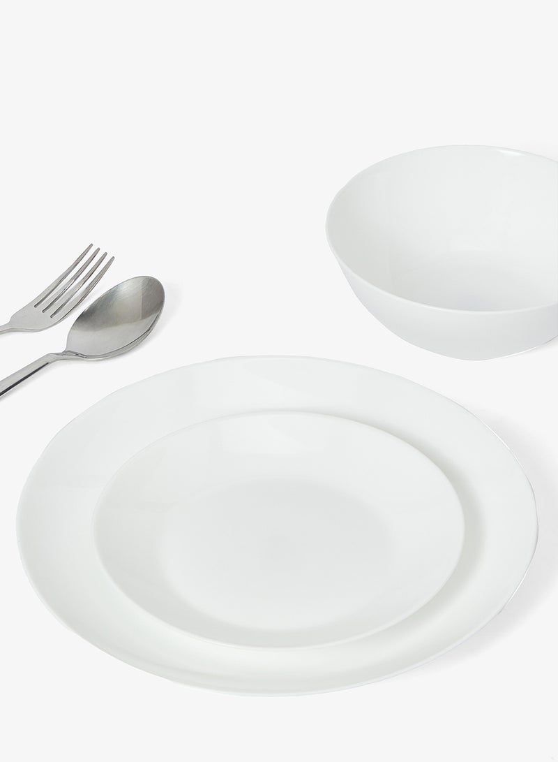 ايست من نون طقم أطباق عشاء مكون من 12 قطعة، 4 أطباق، أطباق عشاء بيضاء من زجاج الأوبال خفيف الوزن، آمنة للغسالة والميكروويف - Image 4